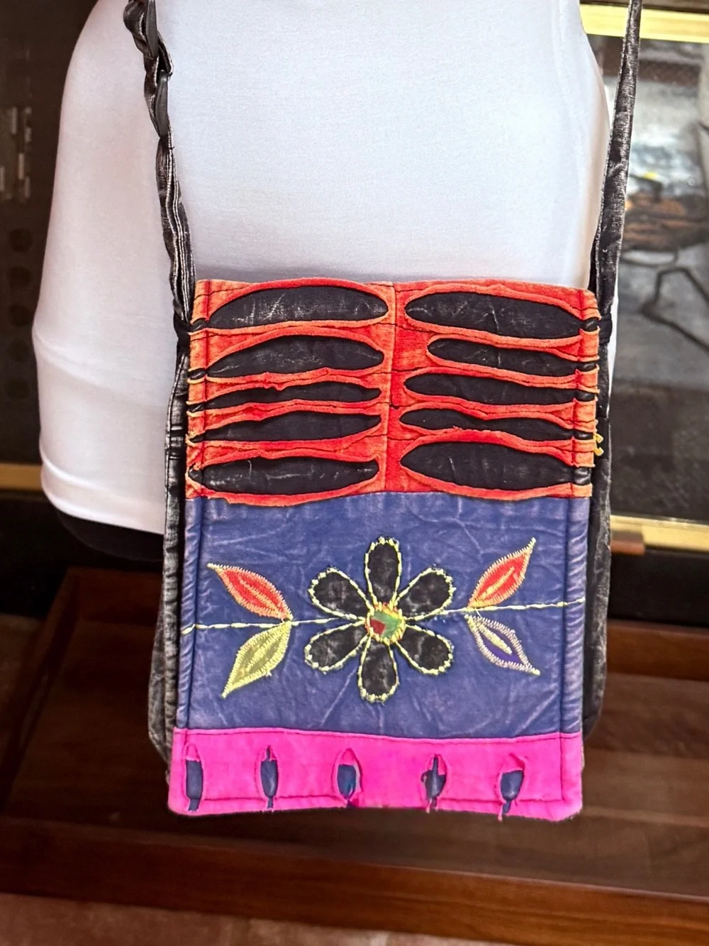 Vintage Boho Crossbody Festival Bag Embroidered Patchwork Cotton Hippie Travel S